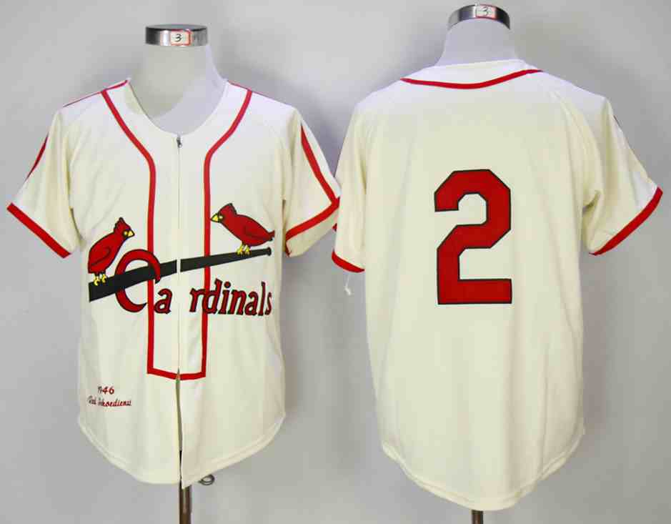 Cardinals 2 Red Schoendienst Cream 1946 Mitchell & Ness Jersey