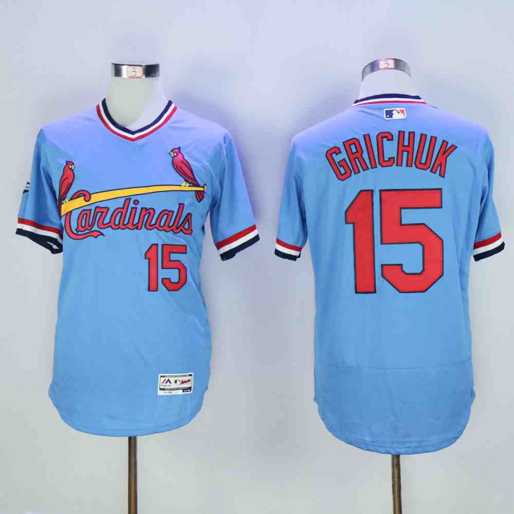 Cardinals 15 Randal Grichuk Light Blue Cooperstown Flexbase Jersey