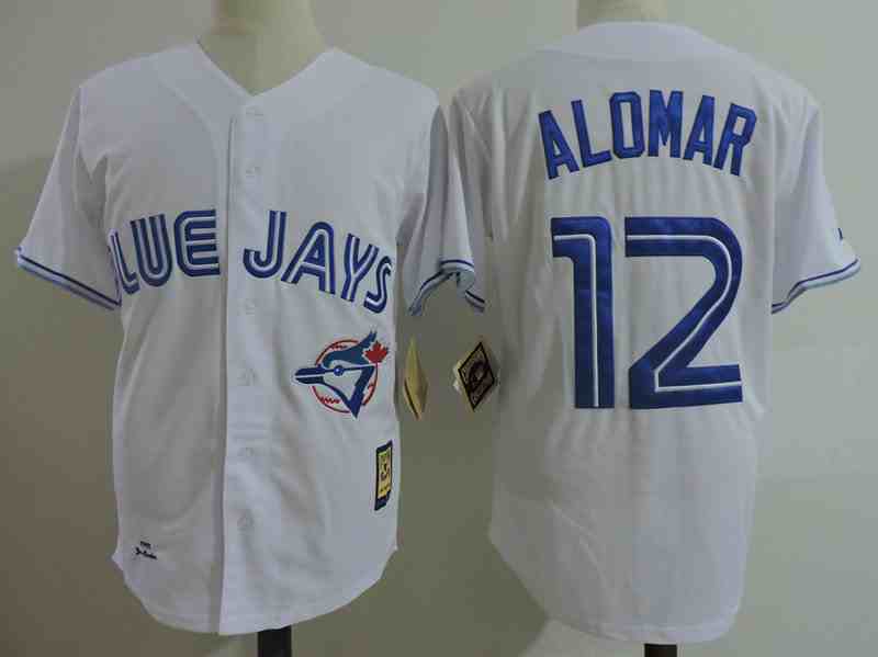 Blue Jays 12 Roberto Alomar White 1993 Cooperstown Collection Jersey