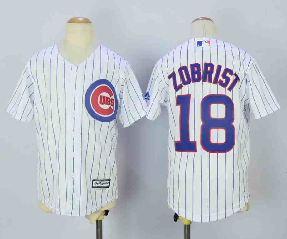 Cubs 18 Ben Zobrist White Youth New Cool Base Jersey