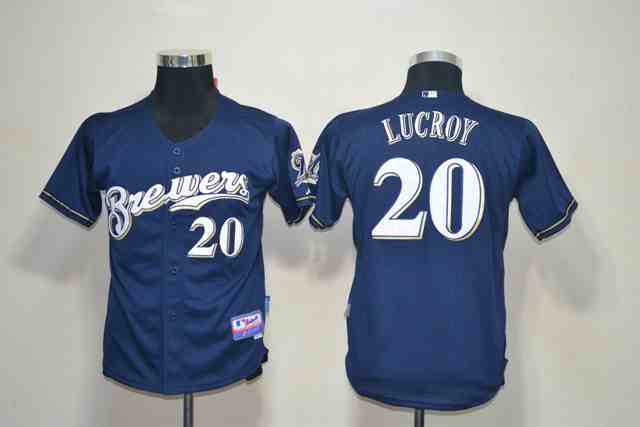 Brewers 20 Lucroy Blue Youth Jersey