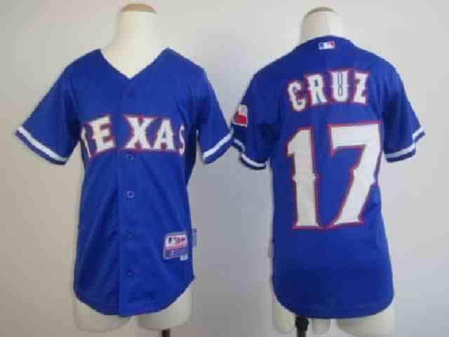 Texas Rangers 17 Cruz Blue Youth Jersey