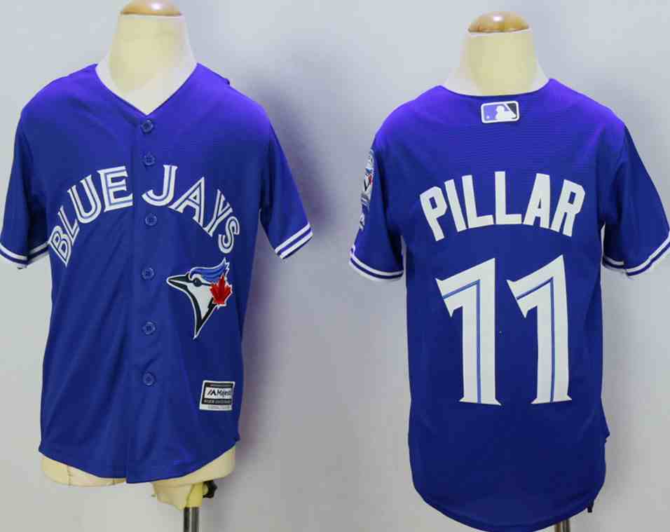 Blue Jays 11 Kevin Pillar Blue With 40th Anniversary Patch Youth New Cool Base Jersey
