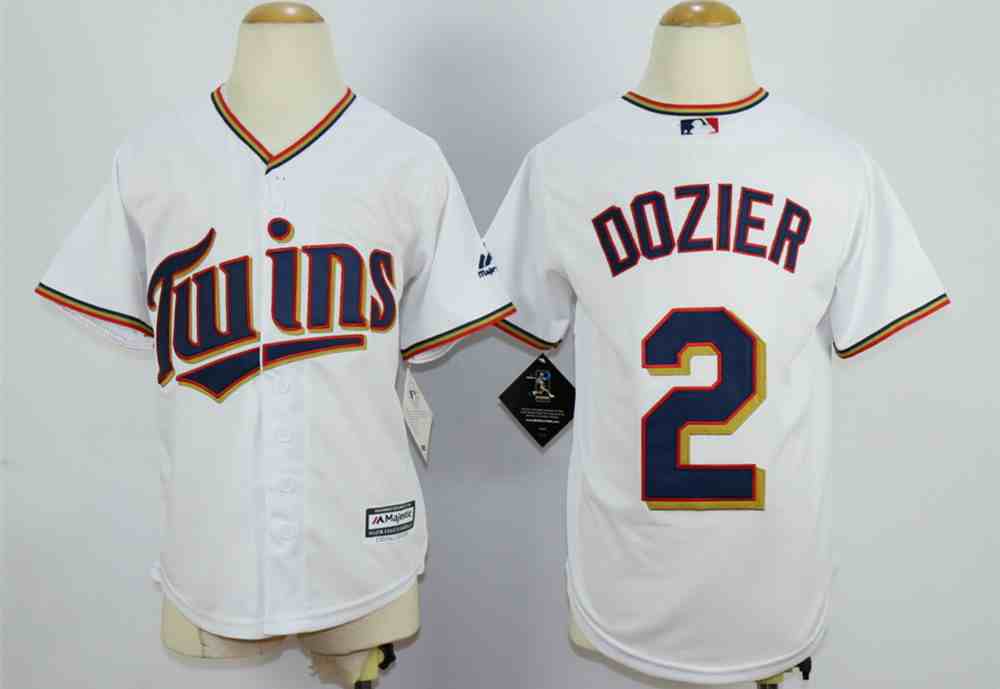 Twins 2 Brian Dozier White Youth New Cool Base Jersey