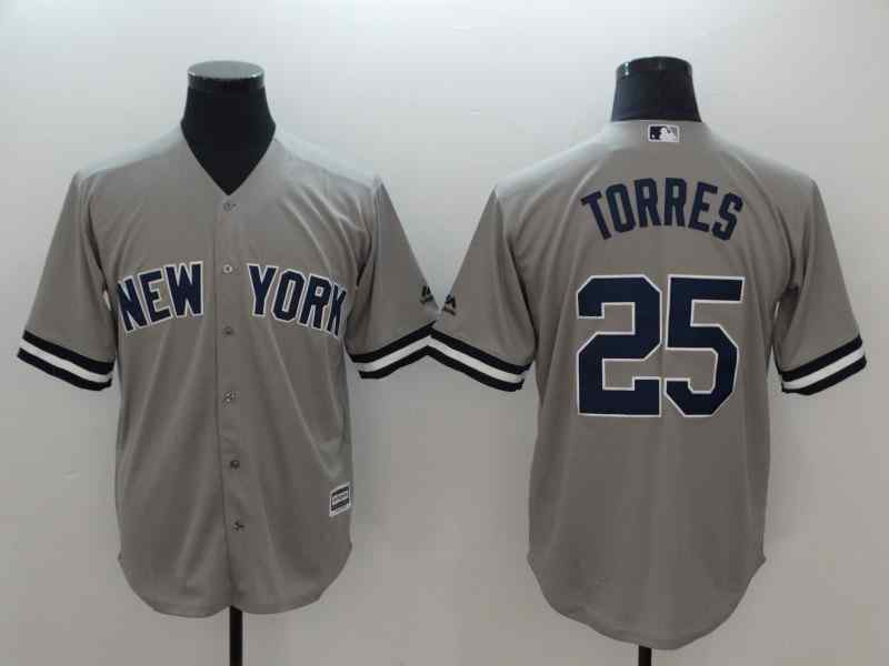 Yankees 25 Gleyber Torres Gray Cool Base Replica Player Jersey