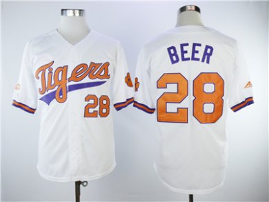 Tigers #28 Seth Beer White College Baseball Jersey