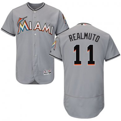 marlins #11 JT Realmuto Grey Flexbase Authentic Collection Stitched Baseball Jersey