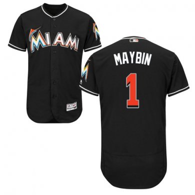 marlins #1 Cameron Maybin Black Flexbase Authentic Collection Stitched Baseball Jersey