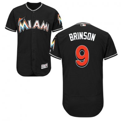 marlins #9 Lewis Brinson Black Flexbase Authentic Collection Stitched Baseball Jersey