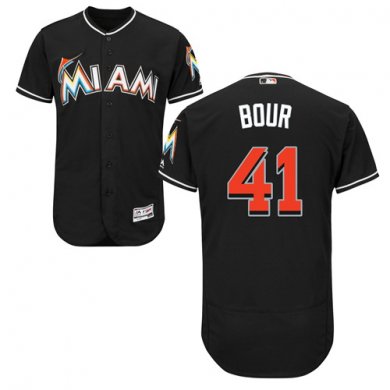 marlins #41 Justin Bour Black Flexbase Authentic Collection Stitched Baseball Jersey