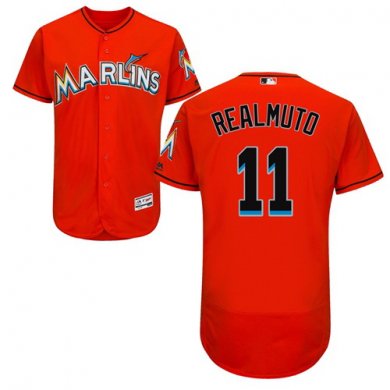 marlins #11 JT Realmuto Orange Flexbase Authentic Collection Stitched Baseball Jersey