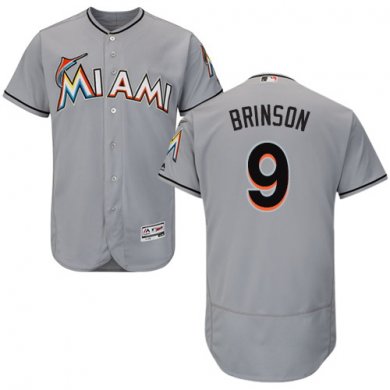 marlins #9 Lewis Brinson Grey Flexbase Authentic Collection Stitched Baseball Jersey