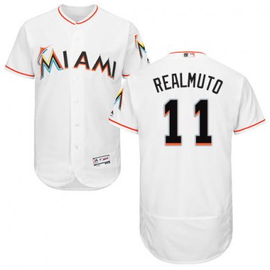 marlins #11 JT Realmuto White Flexbase Authentic Collection Stitched Baseball Jersey