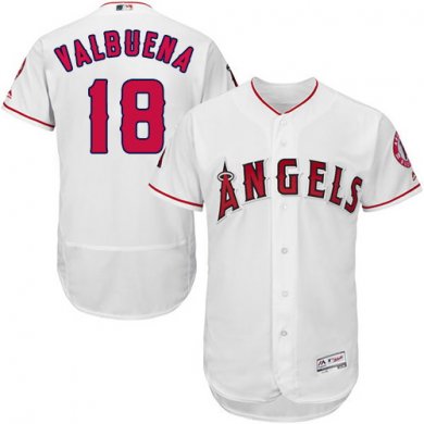 Angels of Anaheim #18 Luis Valbuena White Flexbase Authentic Collection Stitched Baseball Jersey