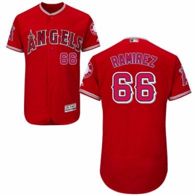 Men Los Angels Of Anaheim #66 JC Ramirez MLB Red Flex Base Jersey