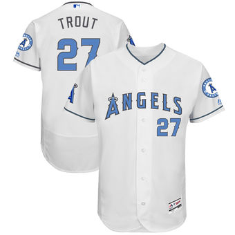 Mens Los Angeles Angels of Anaheim Mike Trout Majestic White Fathers Day FlexBase Jersey