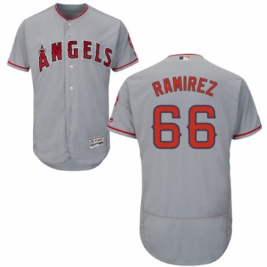 Men Los Angels Of Anaheim #66 JC Ramirez MLB Grey Flex Base Jersey