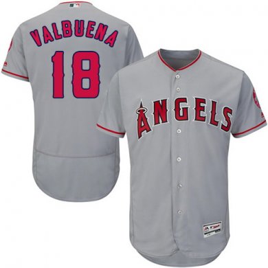 Angels of Anaheim #18 Luis Valbuena Grey Flexbase Authentic Collection Stitched Baseball Jersey