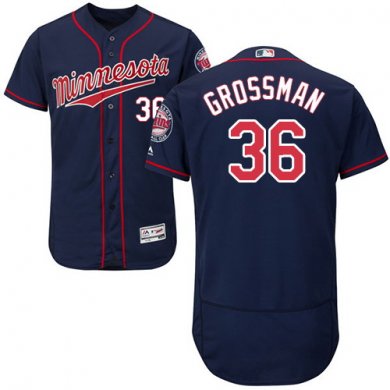 Twins #36 Robbie Grossman Navy Blue Flexbase Authentic Collection Stitched Baseball Jersey