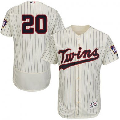 Twins #20 Eddie Rosario Cream Strip Flexbase Authentic Collection Stitched Baseball Jersey