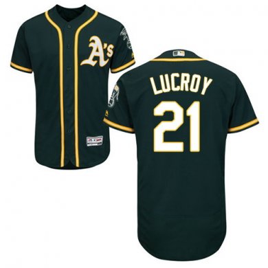 Athletics #21 Jonathan Lucroy Green Flexbase Authentic Collection Stitched Baseball Jersey