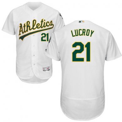 Athletics #21 Jonathan Lucroy White Flexbase Authentic Collection Stitched Baseball Jersey