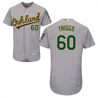 Athletics #60 Andrew Triggs Grey Flexbase Authentic Collection Stitched Baseball Jersey