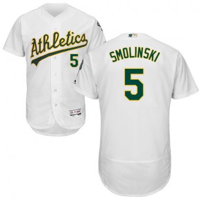 Athletics #5 Jake Smolinski White Flexbase Authentic Collection Stitched Baseball Jersey