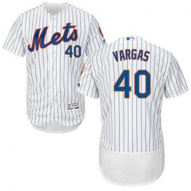 Mets #40 Jason Vargas White Blue Strip Flexbase Authentic Collection Stitched Baseball Jersey