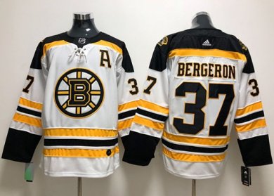 Adidas Bruins #37 Patrice Bergeron White Road Authentic Stitched NHL Jersey