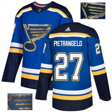 Adidas Blues #27 Alex Pietrangelo Blue Home Authentic Fashion Gold Stitched NHL Jersey