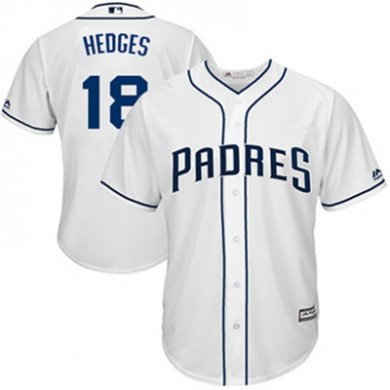 Padres #18 Austin Hedges White New Cool Base Stitched Baseball Jersey