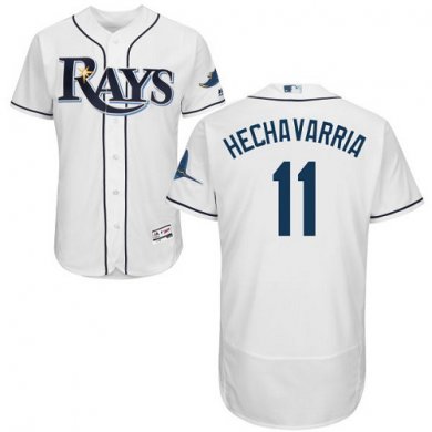 Rays #11 Adeiny Hechavarria White Flexbase Authentic Collection Stitched Baseball Jersey