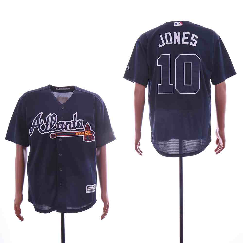 Braves 10 Chipper Jones Navy Cool Base Jersey