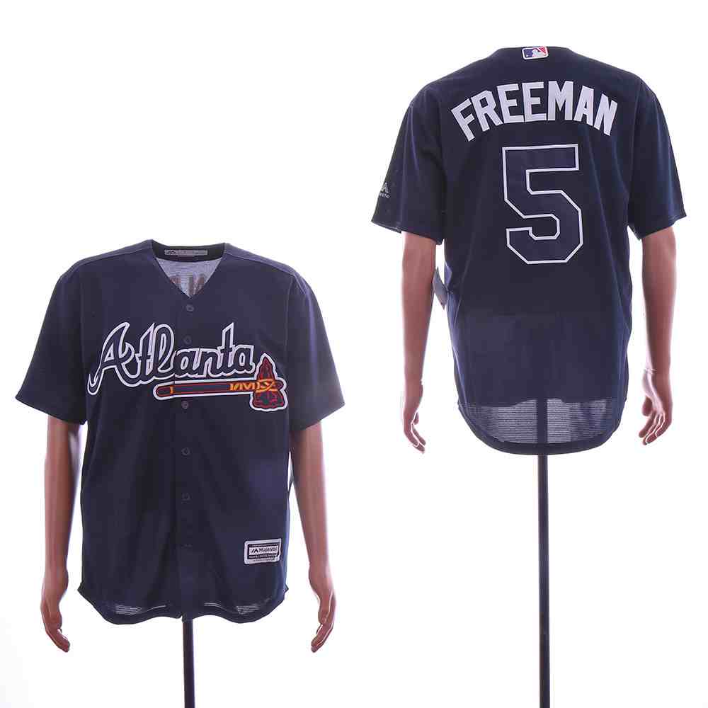 Braves 5 Freddie Freeman Navy Cool Base Jersey