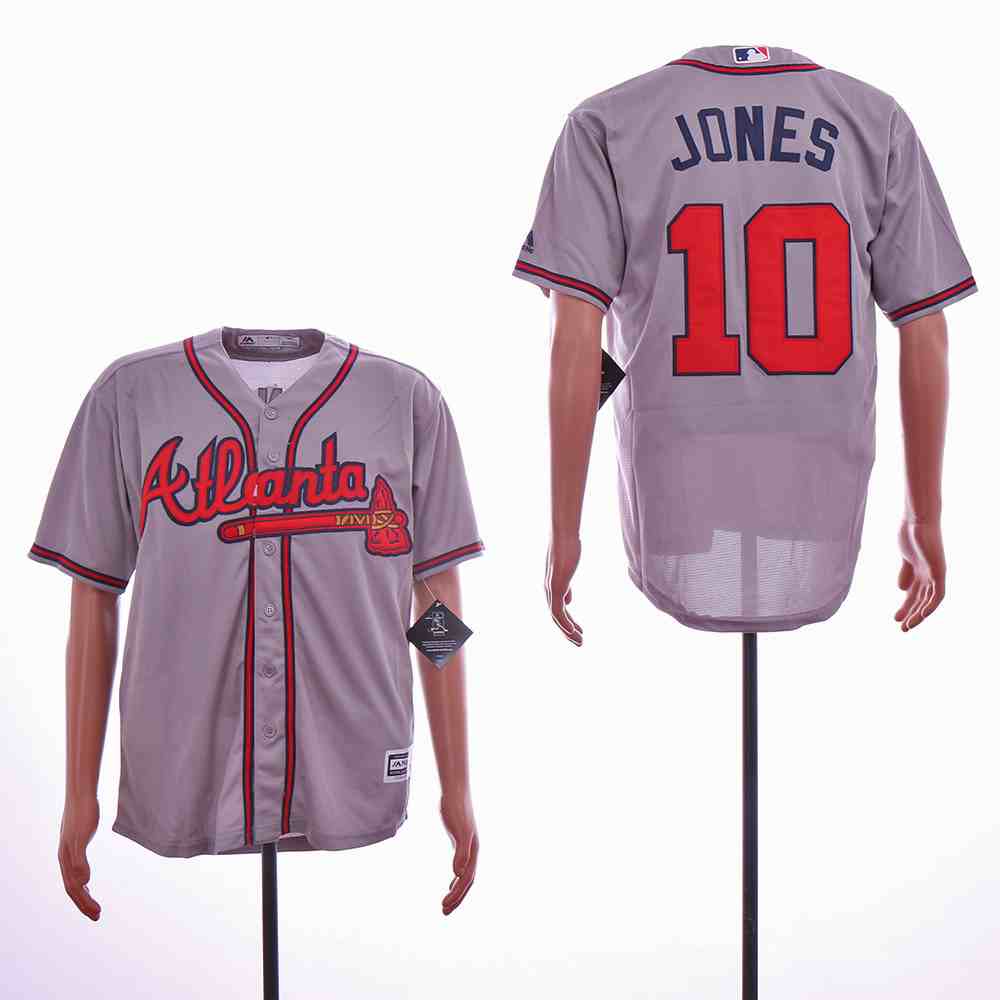 Braves 10 Chipper Jones Gray Cool Base Jersey