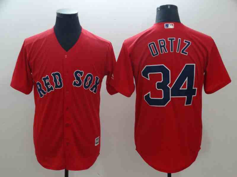 Red Sox 34 David Ortiz Red Cool Base Jersey
