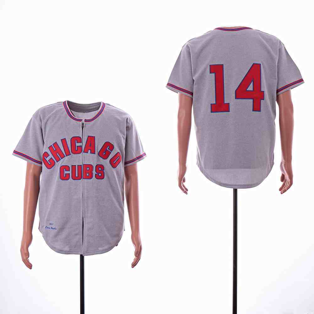 Cubs 14 Ernie Banks Gray Throwback Jersey