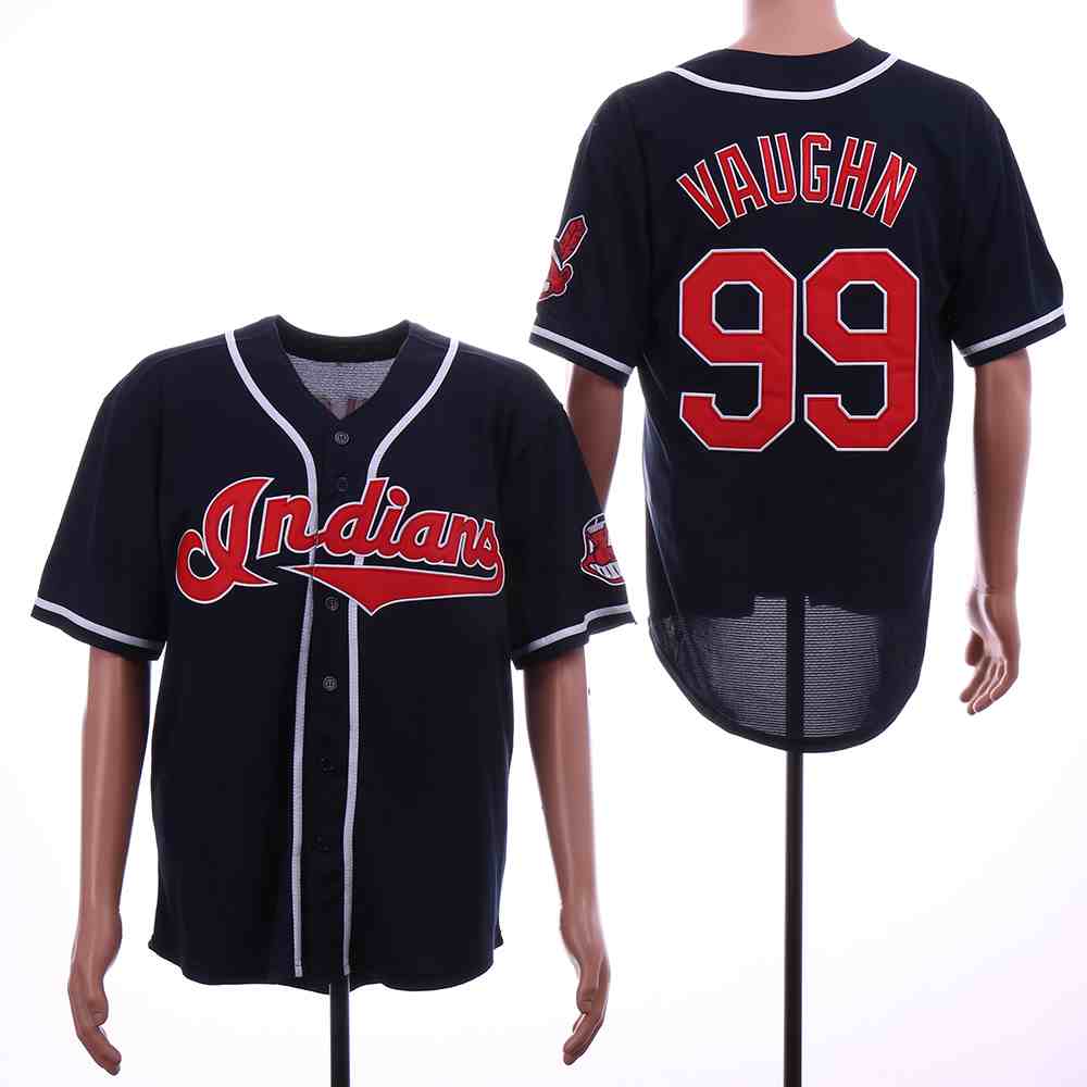 Indians 99 Ricky Vaughn Navy Throwback Jersey