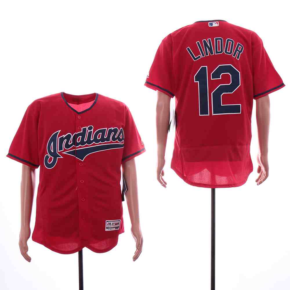 Indians 12 Francisco Lindor Red Flexbase Jersey