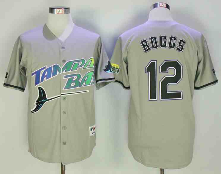 Rays 12 Wade Boggs Gray Throwback Jersey
