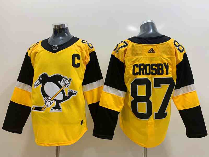Penguins 87 Sidney Crosby Yellow Adidas Jersey