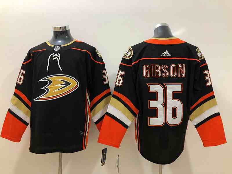 Ducks 36 John Gibson Black Adidas Jersey