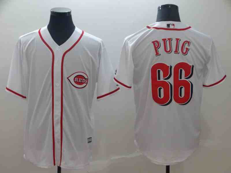 Reds 66 Yasiel Puig White Cool Base Jersey