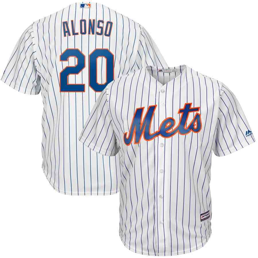 Mets 20 Pete Alonso White Cool Base  Jersey
