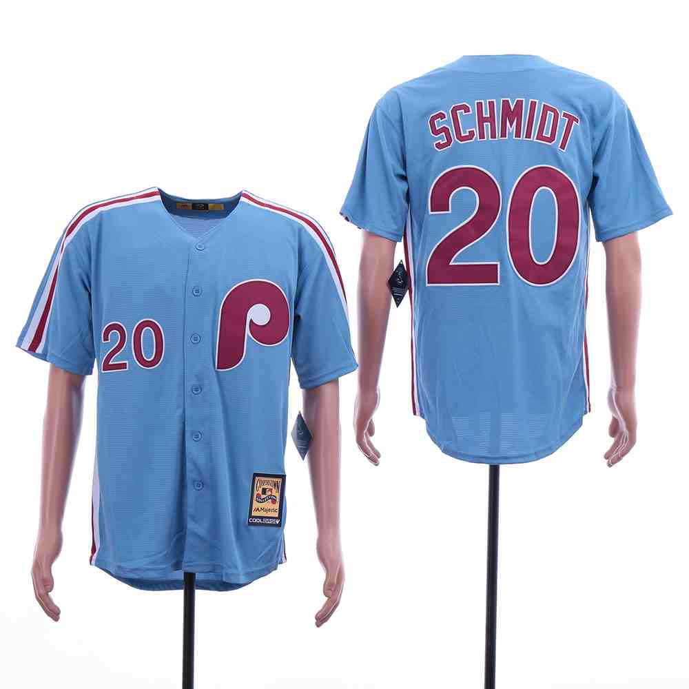 Phillies 20 Mike Schmidt Blue Cooperstown Collection Jersey