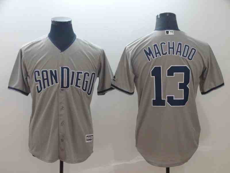 Padres 13 Manny Machado Gray Cool Base Jersey