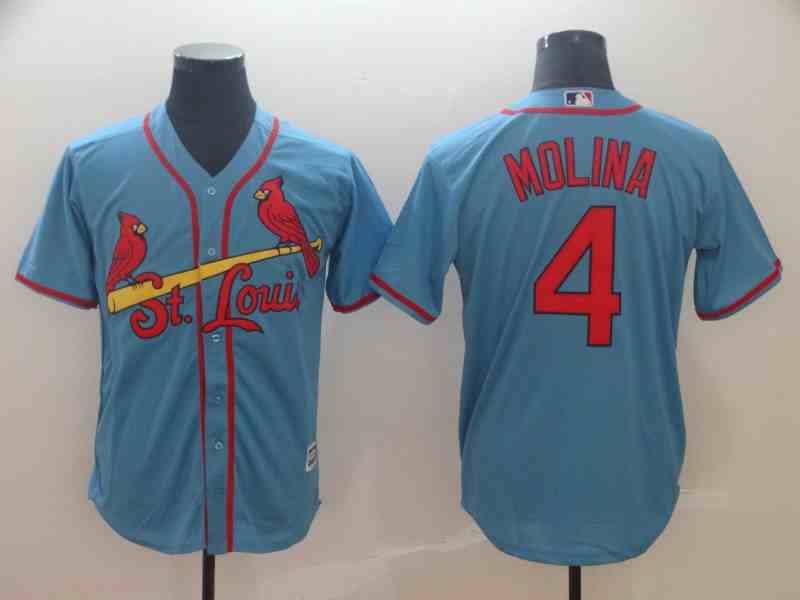 Cardinals 4 Yadier Molina Light Blue Cool Base Jersey