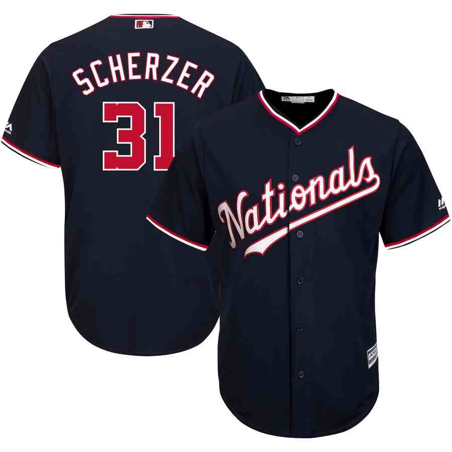 Nationals 31 Max Scherzer Navy Cool Base Jersey