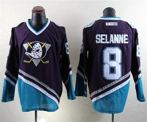 Mighty Ducks 8 Selanne Purple Ice Hockey Movie Jersey
